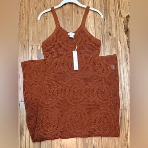 NWT House of Harlow 1960 Brown Crochet Maxi Dress Sz M